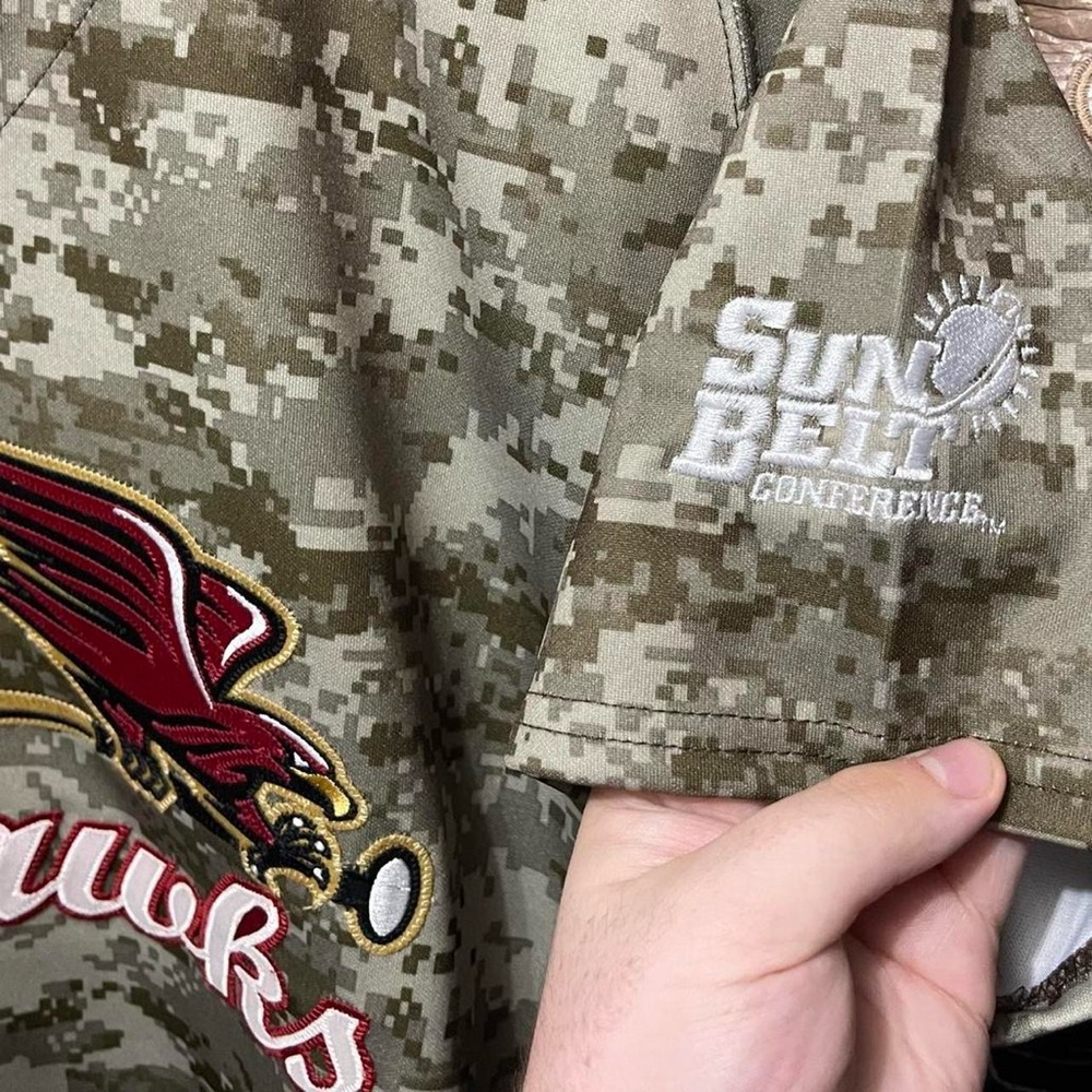 GAME WORN 2010 Louisiana Monroe Warhawks college baseball Camo Military jersey - Picture 4 of 8
